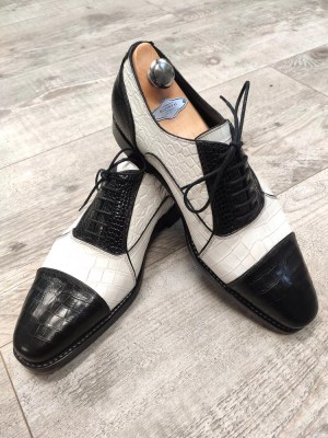 Custom faux-croco spectator handmade shoes (2)